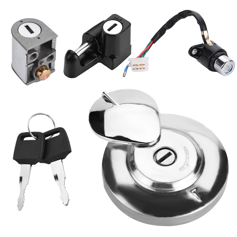Motorcycle Ignition Switch Fuel Gas Cap Seat Lock Keys for