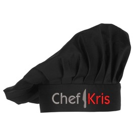 PLACE4PRINT PLACE4PRINT Embroidered Chef Hat with Custom Name a Great Gift Adult Premium Quality (Black)