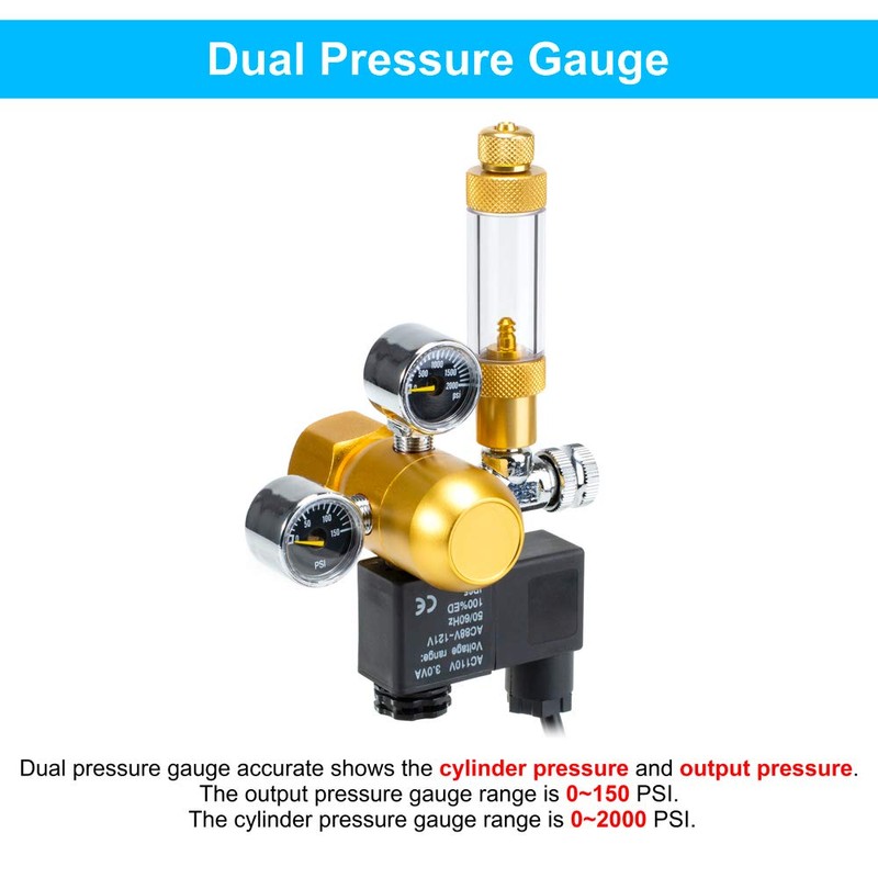 DaToo Aquarium CO2 Regulator Dual Gauge Display with Bubble Counter