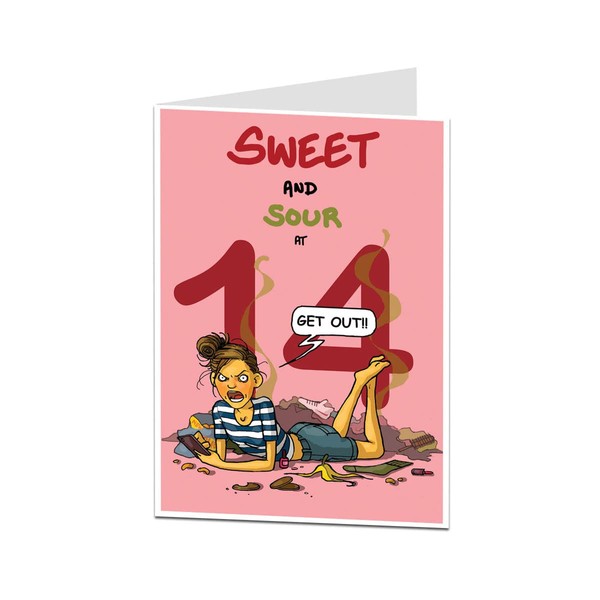 LimaLima Funny 14th Birthday Card For Teenage Girls Sweet And Sour