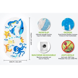 SCHIBTapetes para Tina de Baño, Alfombrillas de baño para niños – Alfombrilla de baño Grande Antideslizante de Dibujos Animados para bebés y niños pequeños