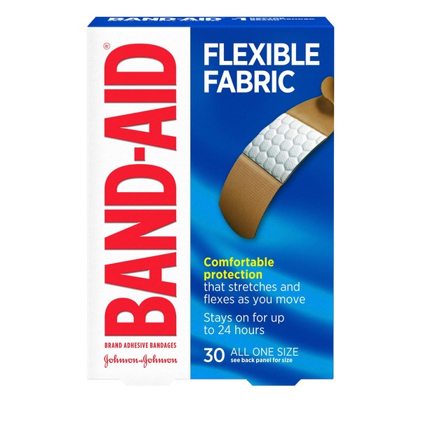Band-Aid Brand Flexible Fabric Adhesive Bandages for Wound Care and First Aid, All One Size, 30 ct