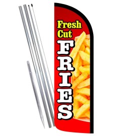 Fresh Cut Fries Premium Windless Feather Flag Bundle (Complete Kit) OR Optional  - Flag Only