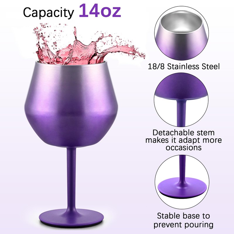 GINGPROUS 1 Pack Stainless Steel Wine Tumbler, 14oz Stainless Steel