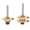 2Pcs Tongue and Groove Cutter 3 Teeth 1/4inch Shank T