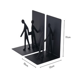 Baroni Home Bookends, Bookends for Shelf, Book Holder for Office, Living Room and Bedroom, Pair for Hand, Black, 12 x 10 x 17 cm