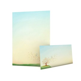 Letter Paper Set | Autumn Watercolour | 50 Sheets Autumn Motif Paper A4 | 50 Envelopes without Window in DIN Long Format