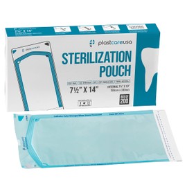 200 7.5 X 13 Self Sealing Sterilization Pouches - Autoclave Sterilizer Bags Pouch for Sterilizing Dental Medical Instruments and Cleaning Tools - Latex-Free, Color Changin Indicator by PlastCare USA