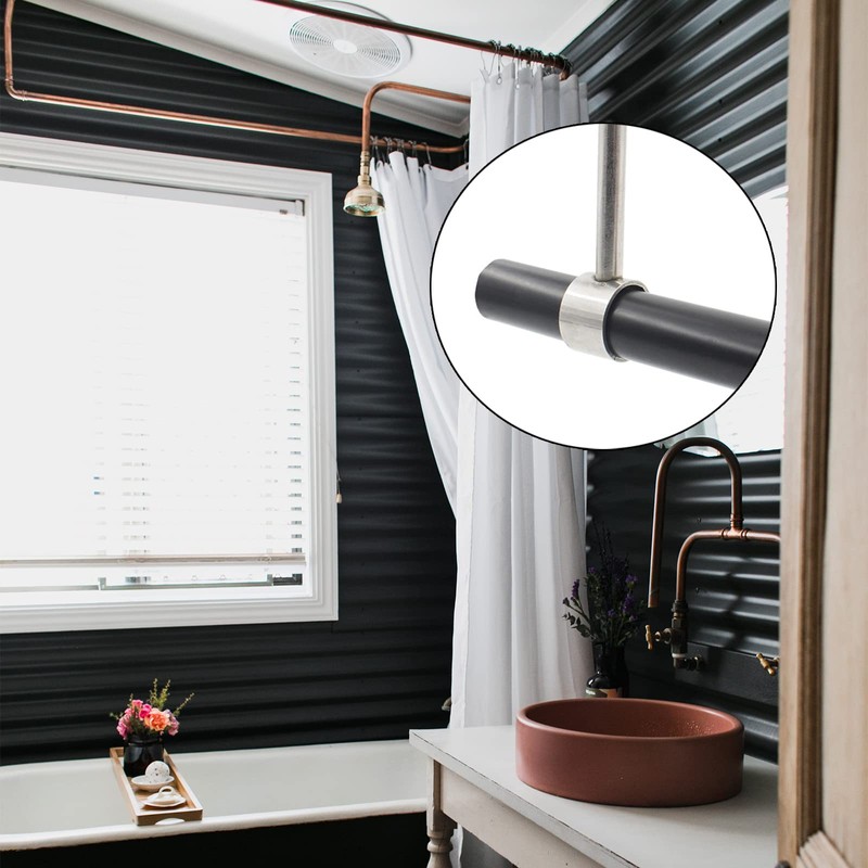 2Pcs Ceiling Mount Bracket, Heavy Duty Stainless Steel Wardrobe Pipe