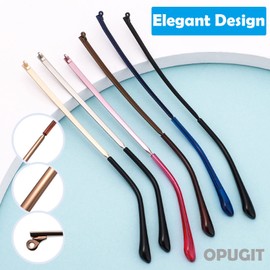 OPUGIT Metal Glasses, Temple Replacement, Eyeglass Temple Repair Accessory, Arm Leg, Comfortable, Lightweight, Ergonomic Design, 1 Pair, Black