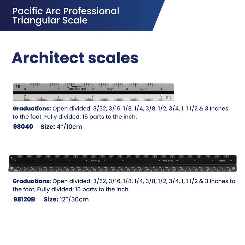 Pacific Arc Professional Aluminum Triangular Scale - Engineer - Silver