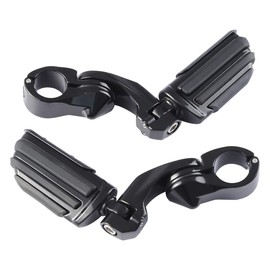 XFMT 1.25" Short Angled Adjustable Highway Footpegs Crash Bar Foot Rests Universal Fits For Harley Davidson Honda Kawasaki Suzuki Yamaha (Black Style 4)