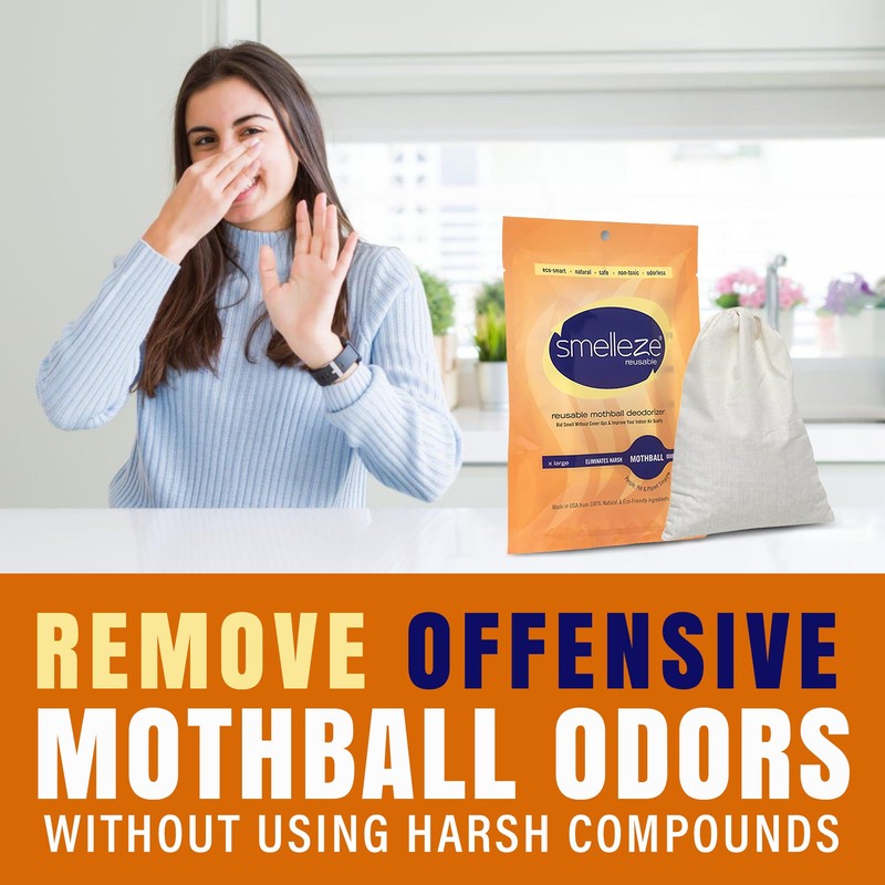SMELLEZE Reusable Mothball Smell Remover & Odor Eliminator – Eliminate