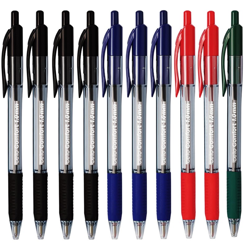 Cello Ballpoint Multi Coloured Pens, Pack of 12, Smooth Writing