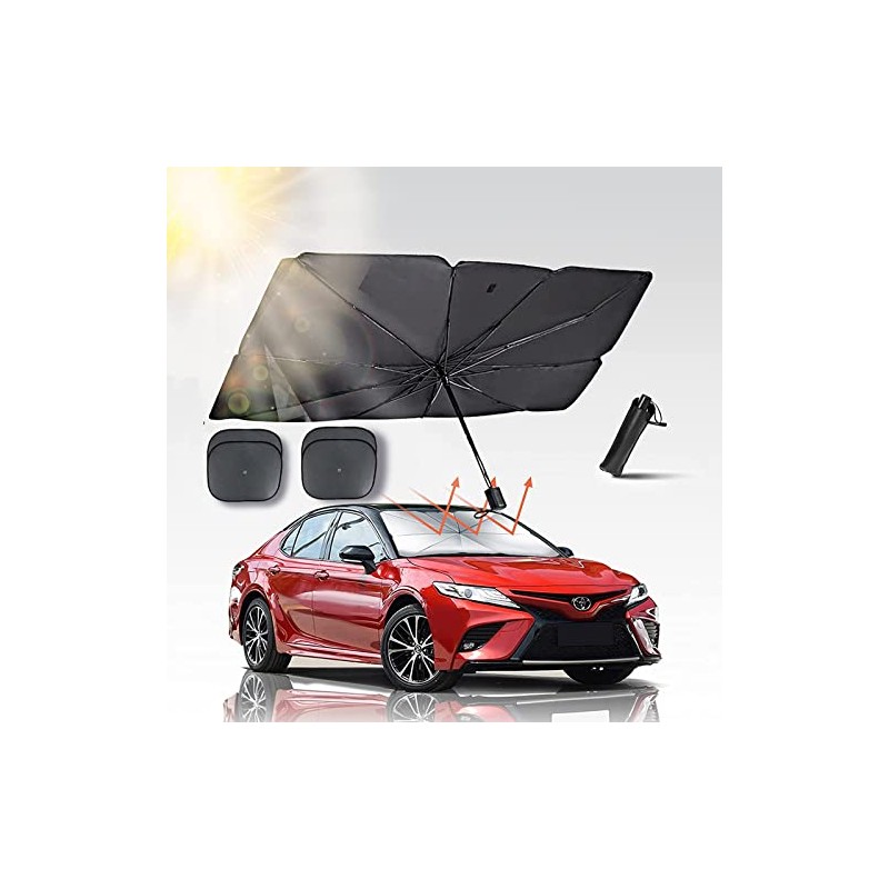 Parasol para Parabrisas de Coche, (65cm*125cm)con 4 Piezas de Malla