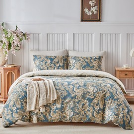 Lekesky Mustard King Size Duvet Cover Sets 200T Cozy Cotton - Classic Paisley Pattern Bedding Sets King Size (1x Quilt Cover, 2x Pillowcases) Paisley Bedding 230x220 cm, Mustard