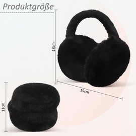 Apricitie Winter Ear Warmers, Foldable Earmuffs, Adjustable Plush Earmuffs, Warm Ear Muffs, Ear Warmers, Cold Protection, Winter Accessories for Men and Women, black