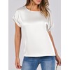ANRABESS Women's Summer Dressy Casual Short Sleeve Shirts Crewneck Silk