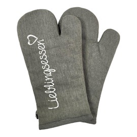 BUSDUGA 4357 Set of 2 Oven Gloves Lieblingsessen in Grey