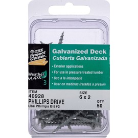 Hillman 40928 Galvanized Phillips Drive Deck Screw, 6 X 2-Inch, (Pack of 50)
