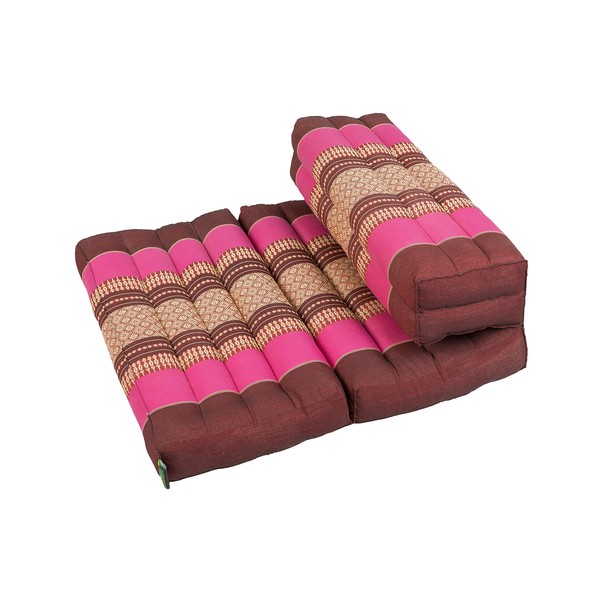 GABUR Kapok Dreams ™ Foldable Meditation Cushion, 100% Kapok Zafu/Zabuton, Thai Design Berry Colours (Burgundy/Pink)