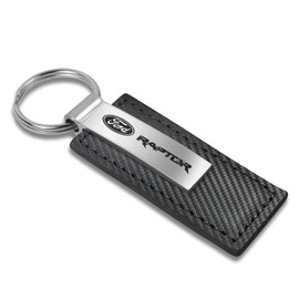 Au-Tomotive Gold, INC. Ford Raptor Black Carbon Fiber Texture Leather Key Chain