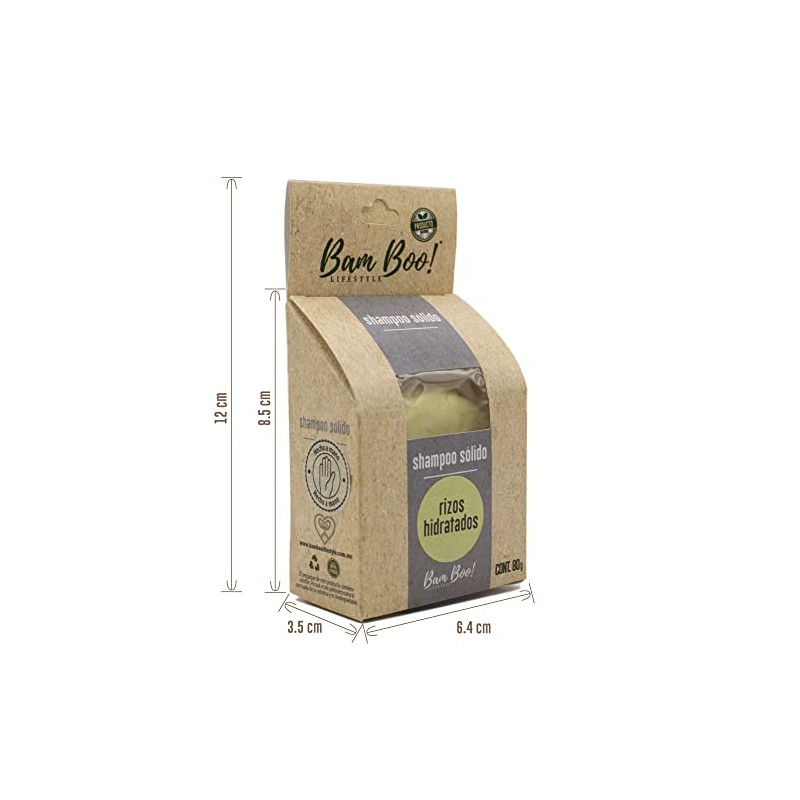 Shampoo Sólido Artesanal Rizos Hidratados 80 g Bam Boo! Lifestyle