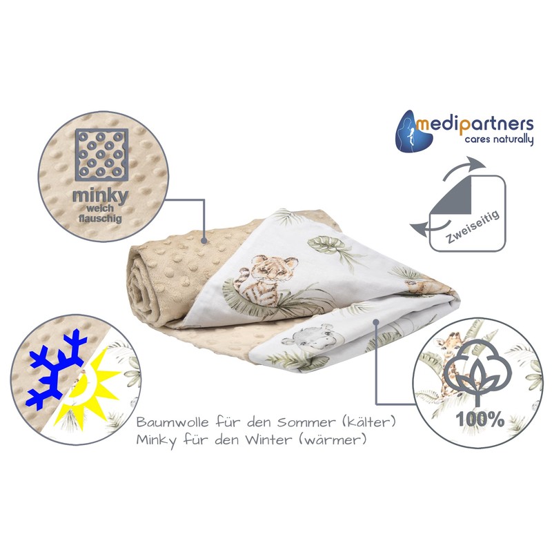 Medi Partners Baby Blanket, 100% Cotton, 75 x 100 cm,