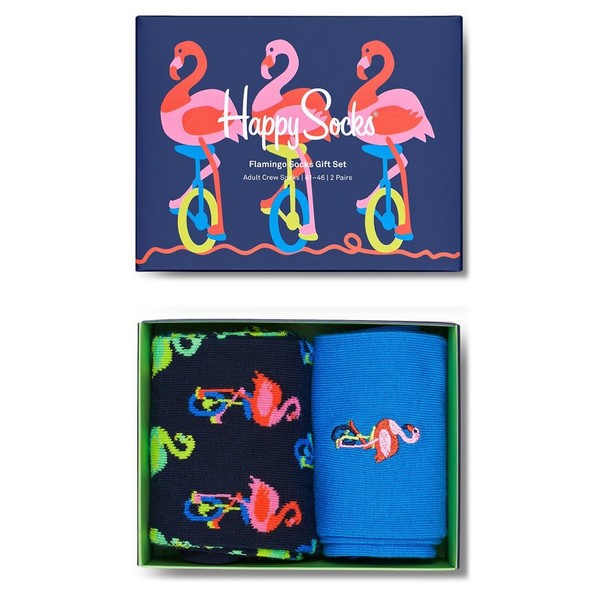 Happy Socks Mens 2-Pack Flamingo Socks Gift Set Dark Blue