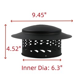 T Tulead 6-Inch Cone Top Chimney Cap Round Chimney Cap Stainless Steel Chimney Cover Cap Black apered Top Chimney Cap Outside Roof Fireplace