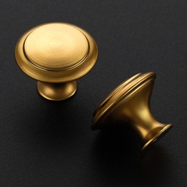 Ravinte 30 Pack Gold Kitchen Cabinet Knobs 1-1/4 Inch Round Drawer Pulls Gold Stainless Steel Drawer Handles Door Hardware for Dresser Cabinets