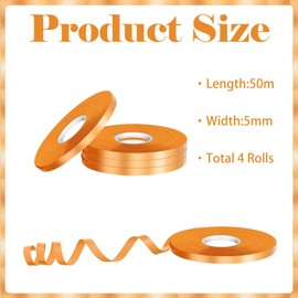 4 Roll Orange Balloons Ribbon,200m Orange Balloons String Ribbon,5mm Shiny Ribbon Orange Curling Ribbons for Gift Wrapping Crafting,Bows,Birthday Wedding Party Decorations,Christmas Wrapping Ribbon