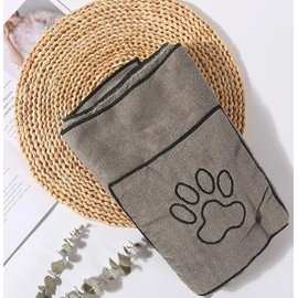 Fsahiuf Mikrofaser-Hundehandtuch mit Pfoten-Design, Hundehandtuch,Hunde Geschenke, Geschenke für Hundebesitzer,Superabsorbierend,100 * 50cm(Grau)