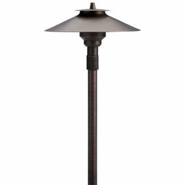 Kichler Lighting Kichler 15503CBR One Large Adjustable Path Light, Centennial Finish with Clear Tempered Soda Lime Glass with Brass Shade, 30-inch