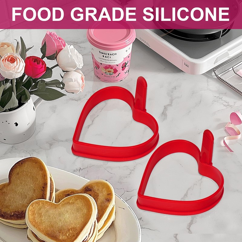 Heart Silicone Pancake Molds, 2 Pack Silicone Pancake Molds for