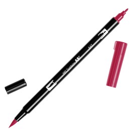 Tombow 56597 Dual Brush Pen Art Marker, 847 - Crimson, 1 Pack. Blendable, Brush & Fine Tip Marker