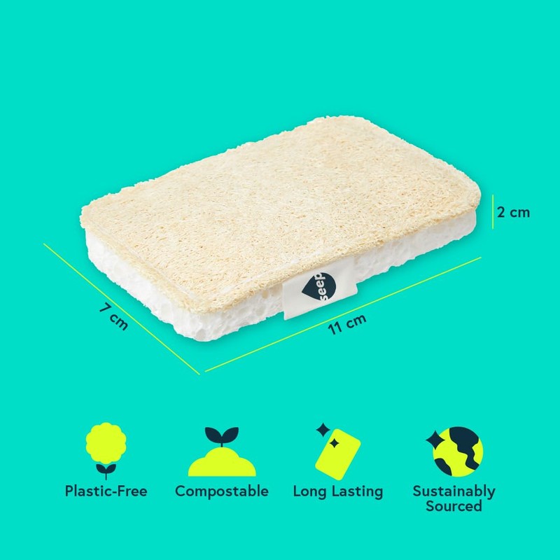 SEEP Eco Sponges Washing Up - 12 Pack Multipack Compostable