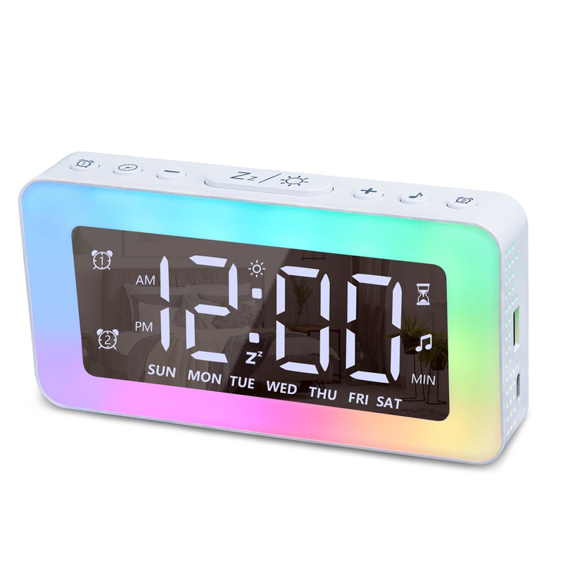 LED Digital Clock Luminous Electronic Alarm Clock Mirror Surface Night