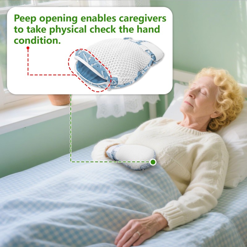 WASHINBED Dementia Restraint Gloves with Colorful Patterns-2 PCS- Reusable,Comfortable and