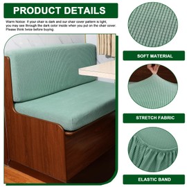 CRFATOP 2 Set RV Dinette Cushion Covers Jacquard Camper Cushion Slipcover Stretch 2 Seat Sofa Chair Cover Furniture Protector for RV Camper Car Bench 2 Backrest Covers & 2 Bench Covers,Green