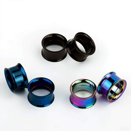 TBOSEN Set of 12 pcs Stainless Steel Ear Plugs Large Double Flare Alloy Gauges Stretching Screw Fit Tunnels Gauge 2g - 1 inch