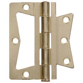 The Hillman Group 852628 4" Non Mortise Hinge - Removable Pin - Brass Finish 2-Pack