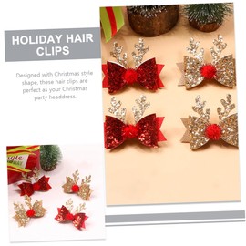 ABOOFAN 4pcs Christmas Antler Hair Clips Bows for Girls Glitter Butterfly Barrettes