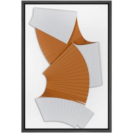 SIGNLEADER Framed Canvas Print Wall Art Textured Symmetrical Orange and White Fan Abstract Shapes Digital Art Modern Art Minimalist 3D Fun Ultra for Living Room, Bedroom, Office - 16"x24" BLACK