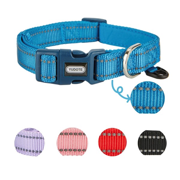 YUDOTE Reflective Adjustable Nylon Dog Collar with Reflevtive Soft Neoprene