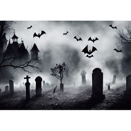 Halloween Spooky Graveyard Backdrop 10x8ft Horror Party Decoration