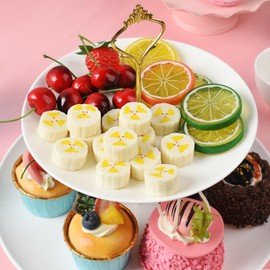 Luckforest Artificial Banana Blocks, 15 Pcs Lifelike Simulation Banana Slices Fake Fruit Slices Decoration for Home Party Table Photography Props