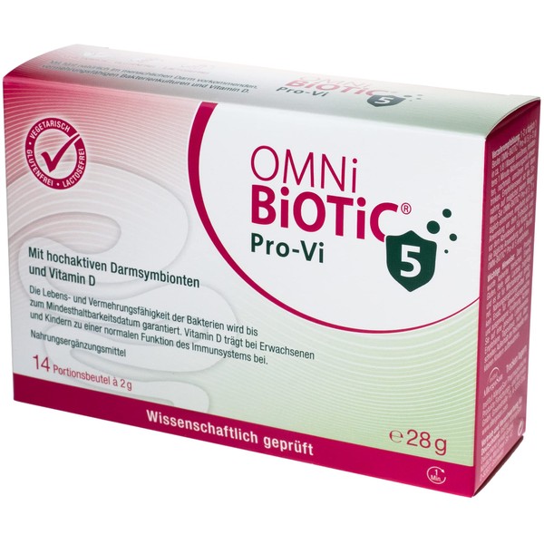 OMNi BiOTiC Pro-Vi 5 | 14 Servings | 5 Bacterial Strains | 10 Billion Germs per Daily Dose | Powder | With Vitamin D | Vegetarian | For Daily Use | With Bacteria for the Intestinal Flora