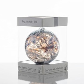 Sienna Glass Engagement Friendship Ball – 10cm Handcrafted Silver Glass Ornament with Ribbon – Unique Gift for Engagement Celebrations