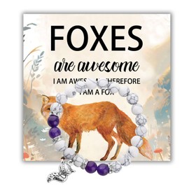 Fox Bracelet Fox Lover Gift Fox Jewelry Fox Bead Bracelet for Wildlife Animal Themed Merch (FOXES bracelet ca)